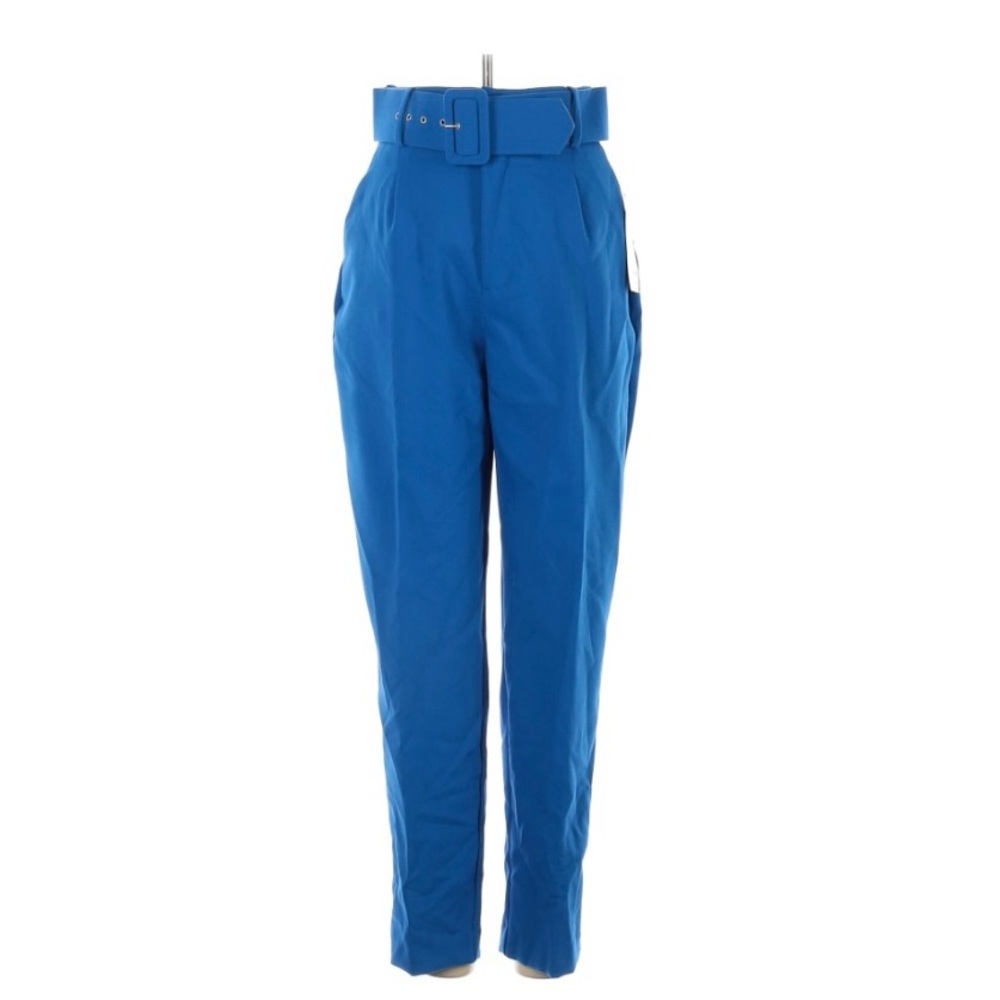 Zara blue belted paper bag dress pants